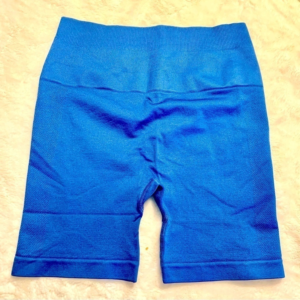 NEW Bike Shorts XS Blue Nylon Spandex Stretchy Athletic Shorts Ruched Bottom